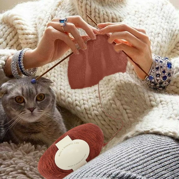 Clearance! Hwkond Yarn for Crocheting Mohair Hand-crocheted kids Yarn Ball Of Fine Wool Scarf Hat Sweater,(Rust Red)