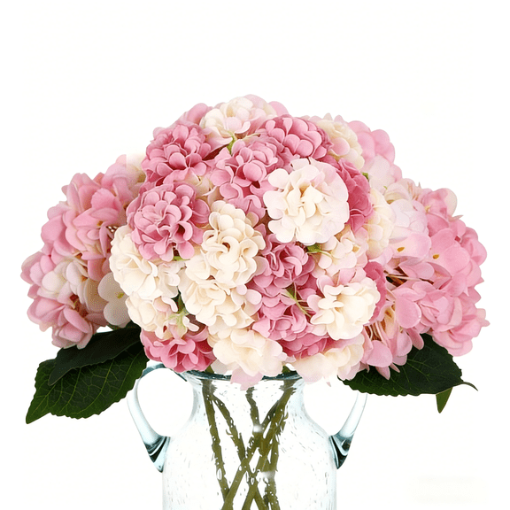 Clearance! Hydrangea Artificial Flowers for Outdoors UV Resistant Fake Realistic Flowers with Plastic Plants Spring Decor for Home Table Centerpieces Wedding Shower Birthday Decoration Pink 1PCS