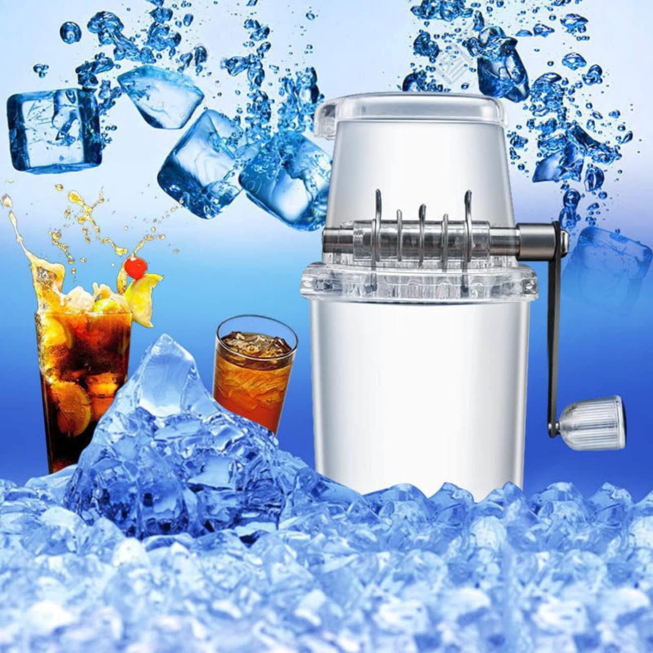 Clearance Ice Crusher Machine - Household Manual Ice Crusher Transparent Multi-purpose Hand Shaved Ice Machine Ice Maker