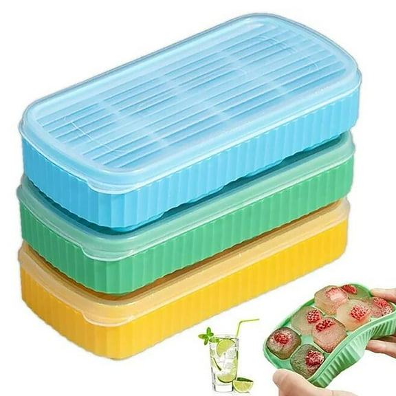 Clearance Ice Cube Mold under $5 Ice Cube Trays For Freezer Silicone Ice Cube Trays With Lid For Fridge Small Ice Cube Ice Trays With For Or Flexible & Easy R