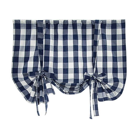 Clearance! Ikeay Check Lace up Curtains for Windows 24 X 47 Inch Rod Pocket Translucent Filter Curtains for Kitchen Bedroom Living Room Doors and Windows Farmhouse 1 Panel,Curtains