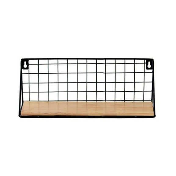 Clearance! Ikeay Holder for Kitchen Utensils, Modern Wall Mounted Floating Shelf Display Home Decor Black Wire Metal Wood Wall Storage Organizer Shelves for Home Office