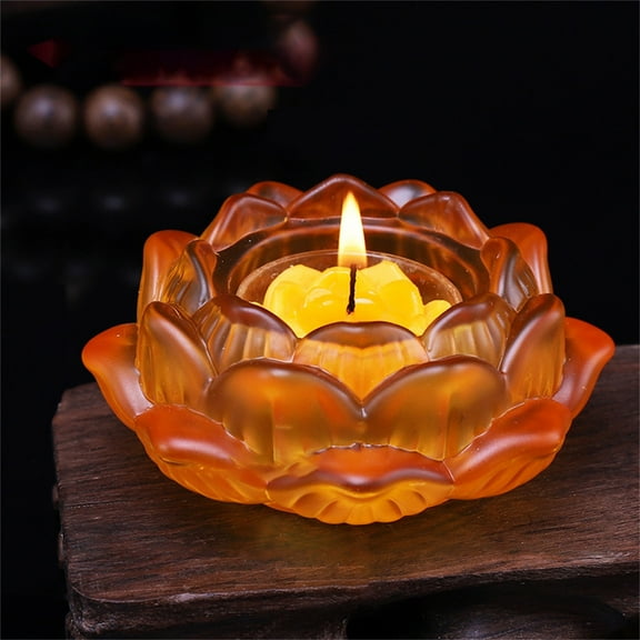 Clearance Sale! Ikeay Scented Candles,Lotu 7 Crystal Light Holder Tea Candle Candlestick Flower Colors Glass Home Decor