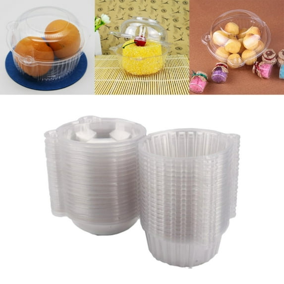 Clearance! Individual Cupcake Containers Stackable Cupcake Boxes Individual Cupcake Holders Single Cupcake Boxes with Connected Airtight Deep Dome Lid 1 Pack Cake Packaging Box