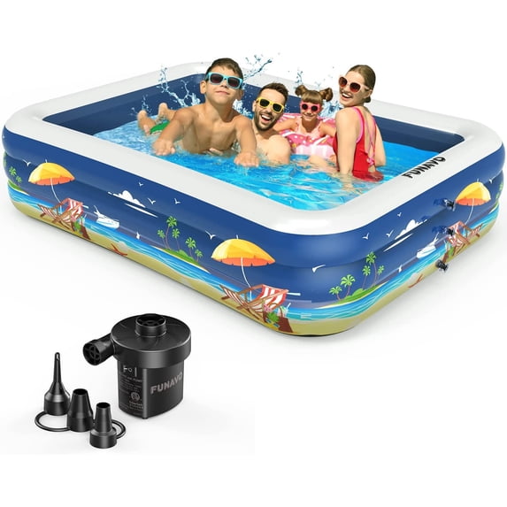 Clearance! Inflatable Pool, Swimming Pool for Adults and Kids, 100" X 71" X 22"Kiddie Pool, Full-Sized Family Pool , Large Swimming Pool for Backyard Outdoor Indoor Garden