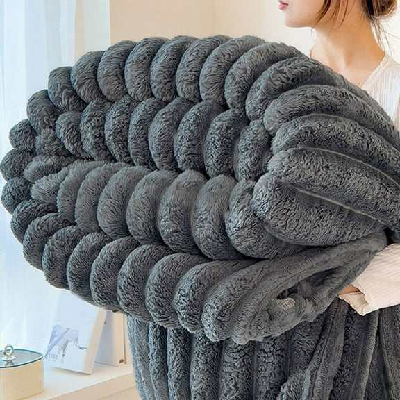 Clearance InsCrazy Throw Blanket, Soft & Warm Faux Rabbit Fur Bunny Blanket, Lightweight Microfiber Machine Washable for Indoor Bedroom, Living Room, Bed, Couch, Sofa, Camping, Blanket 71 x 79"