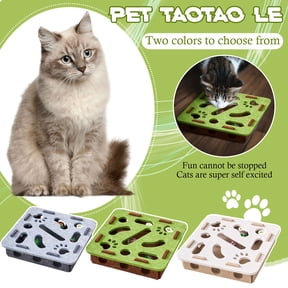 Clearance! Interactive Cat Toy Tease Box - Hole-Pulling, Squeaker, Track Ball, Scratching, Self-Play, Boredom Relief, Indoor Fun,Beige