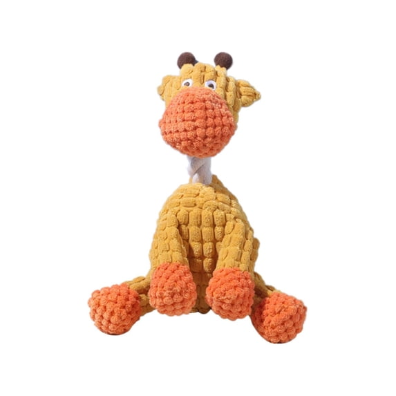 Clearance! Interactive Plush Squeaky Toy - Cotton Rope Teething Chew for Puppies, Soft Animal with Sound, Durable for Cats and Dogs, Great Training,Orange