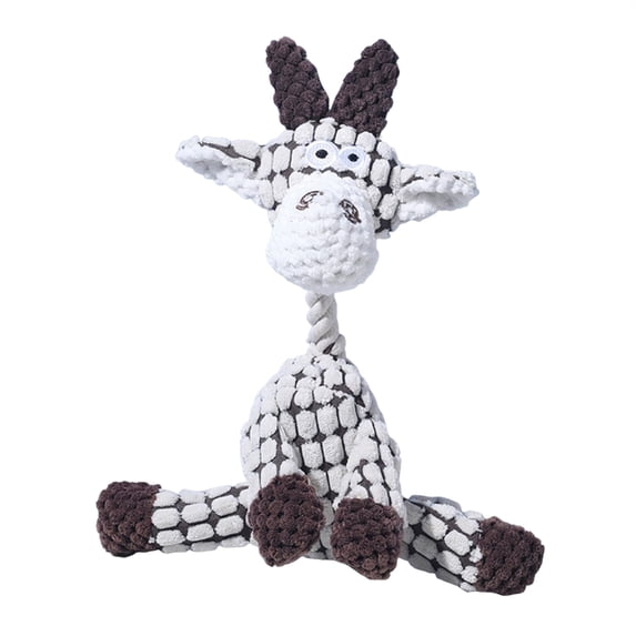 Clearance! Interactive Plush Squeaky Toy - Cotton Rope Teething Chew for Puppies, Soft Animal with Sound, Durable for Cats and Dogs, Great Training,White