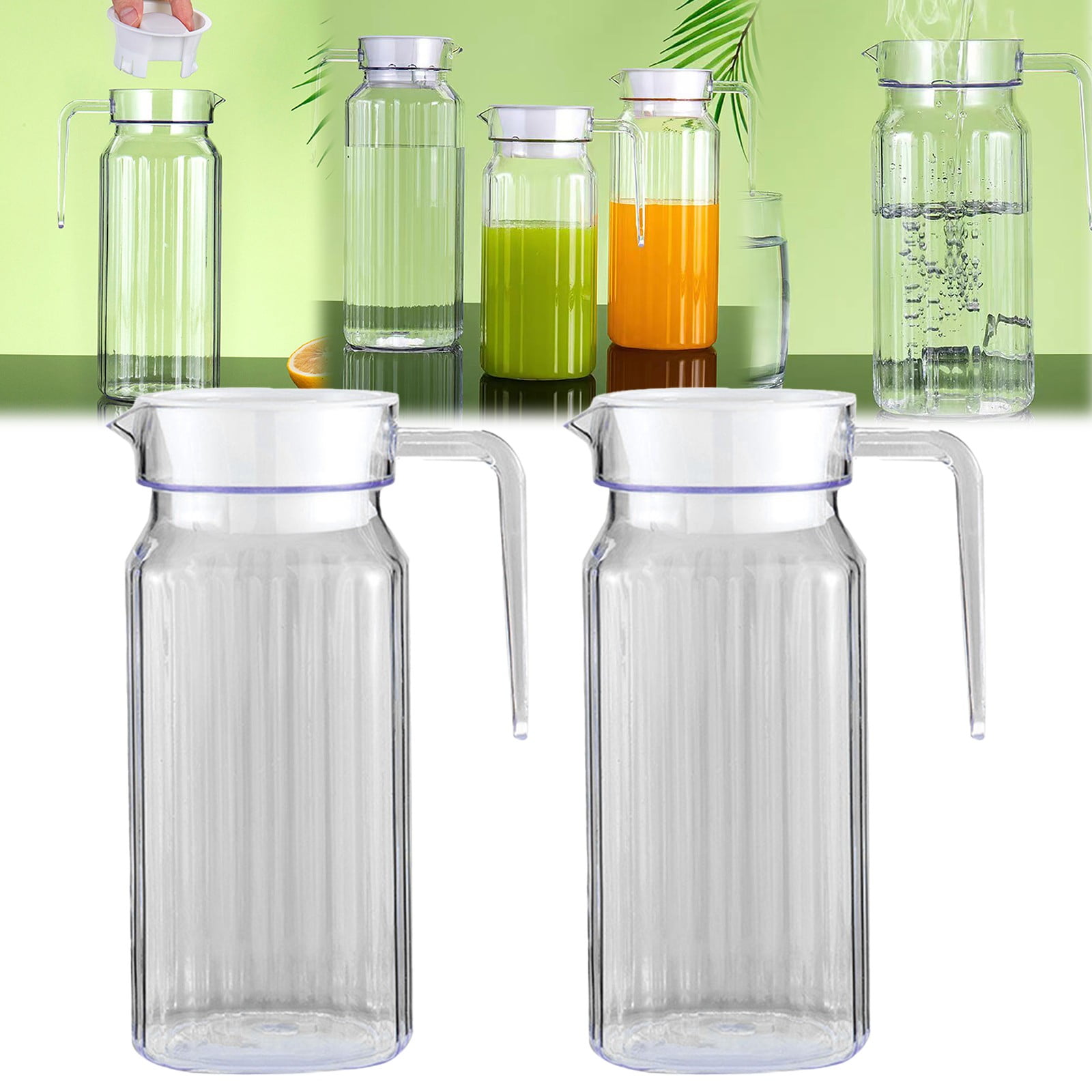 Clearance Item! Kgfrsd Water Filter Pitcher,2pc 0.8L Acrylic Juice Pot