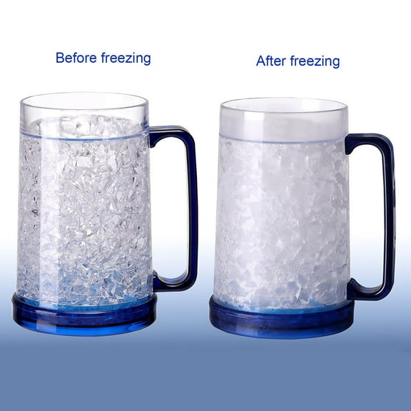 Clearance Item!Xmealix Double Wall Gel Coffee Mug Frosty Freezer Ice Mugs Clear Beach Pool Party Ice Beer Ice Drink Double Plastic Cup 16Oz (Blue and Green)