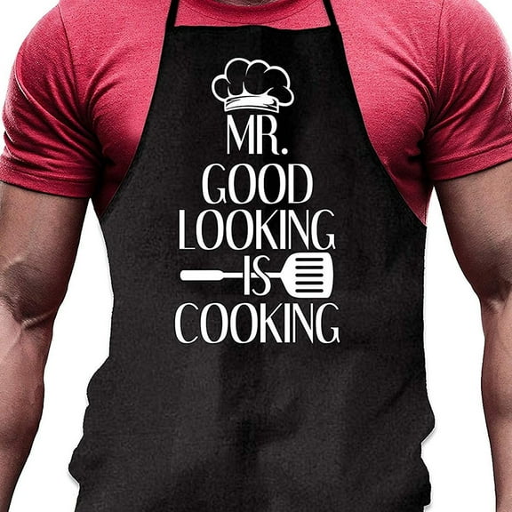 Clearance Item!npkgvia Aprons For Cooking,Kitchen Apron,text cute print apron kitchen are cooking apron Men family Kitchen，Dining & Barchef apron,Black