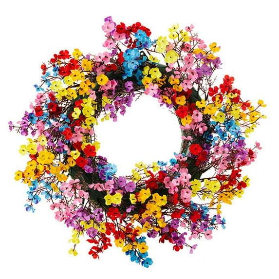 Clearance Items 18" Spring Farmhouse Wreath – Artificial Silk Flower Cottage Decor, Colorful Front Door & Holiday Hanging Decoration