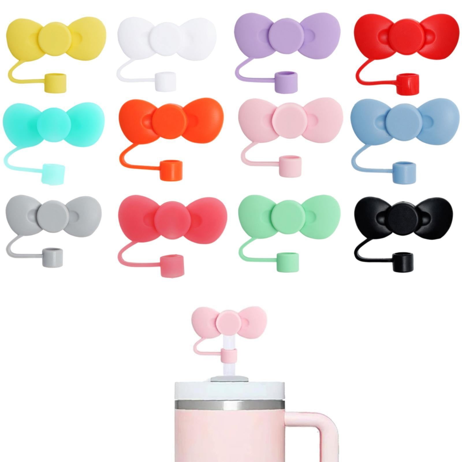 3-Pack Silicone Straw Covers For Stanley Tumblers - Cute Bow Design, Dustproof, Fits 30 & 40 Oz Cups, Reusable & Dishwasher Safe