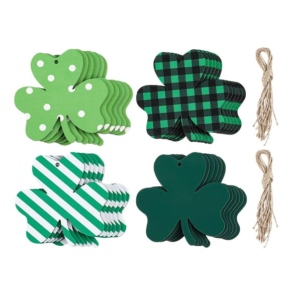 Clearance Items 24Pcs Green Wooden Irish Day Hanging ornaments, Diy Wood Embellishments With Ropes, Crafts for St. Patrick’S Day Party Decorations St Patricks Day Decorations