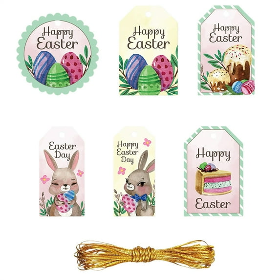 Clearance Items 24pcs Easter Bunny Hanging Tags with String – Floral & Bunny-Themed Gift Tags – DIY Easter Basket Tags, Party Favor Labels, Scrapbooking, Gift Wrapping