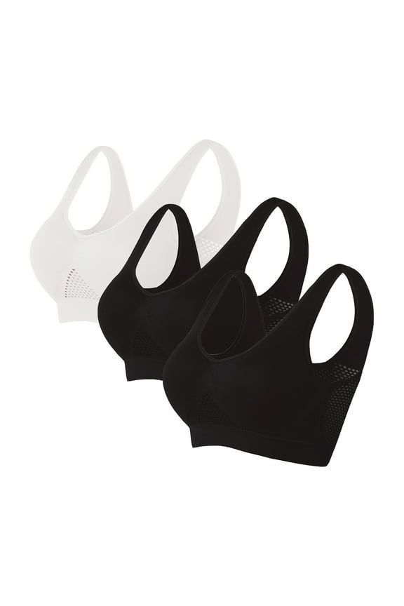 Items 3 Pack Sports Bras for Women High Support,Moulded Cup Racerback High Impact Workout Crop Tops for Women Large Bust