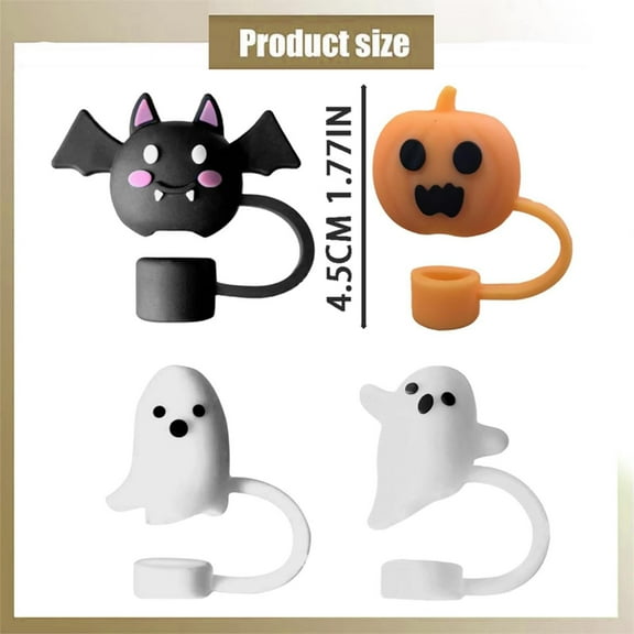 Clearance Items! 4Pc Halloween Straw Hats, Hilingoto Halloween Cover Soft Pumpkin Bat Covers Soft Pumpkin Bat Lids Water Cup Accessories Halloween Decor for Home Business(4*Straw Caps)