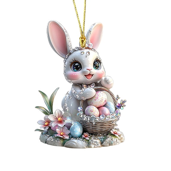 Clearance Items Adorable Easter Wreath, 2D Flat Acrylic Pendant, Perfect for Easter and Spring Home Decor, Colorful and Festive Holiday Ornament for Walls or Front Doors