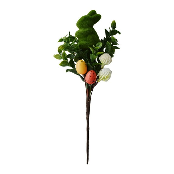 Clearance Items Artificial Easter Stems with Bunny Statues, Faux Easter Egg Tree Branches, Easter Green Leaves Plant Picks for Home Centerpiece, Windowsill and Holiday Decor