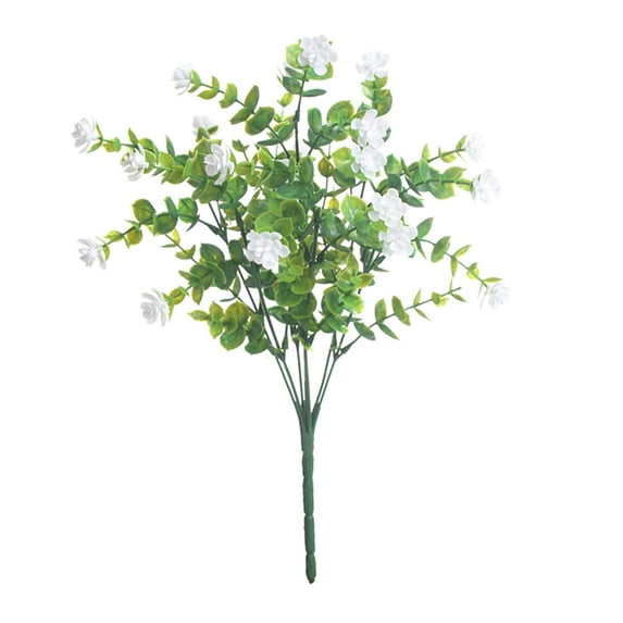 Artificial Eucalyptus Flower Bundle, 1 Bundle 13.78in White Faux Florals, Durable Fake Plants for Indoor & Outdoor Ornamental Use