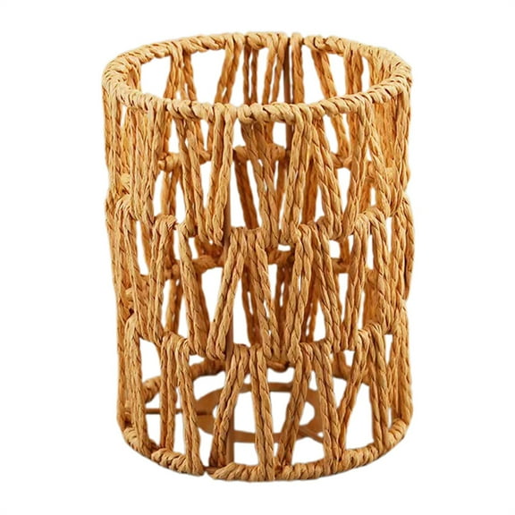 Clearance Items Boho Woven Lampshade for E27 Pendant Lights, Table Lamps & Wall Sconces – Handmade Rattan Light Cover for Bedroom, Living Room, Café & Restaurant Décor (Khaki)