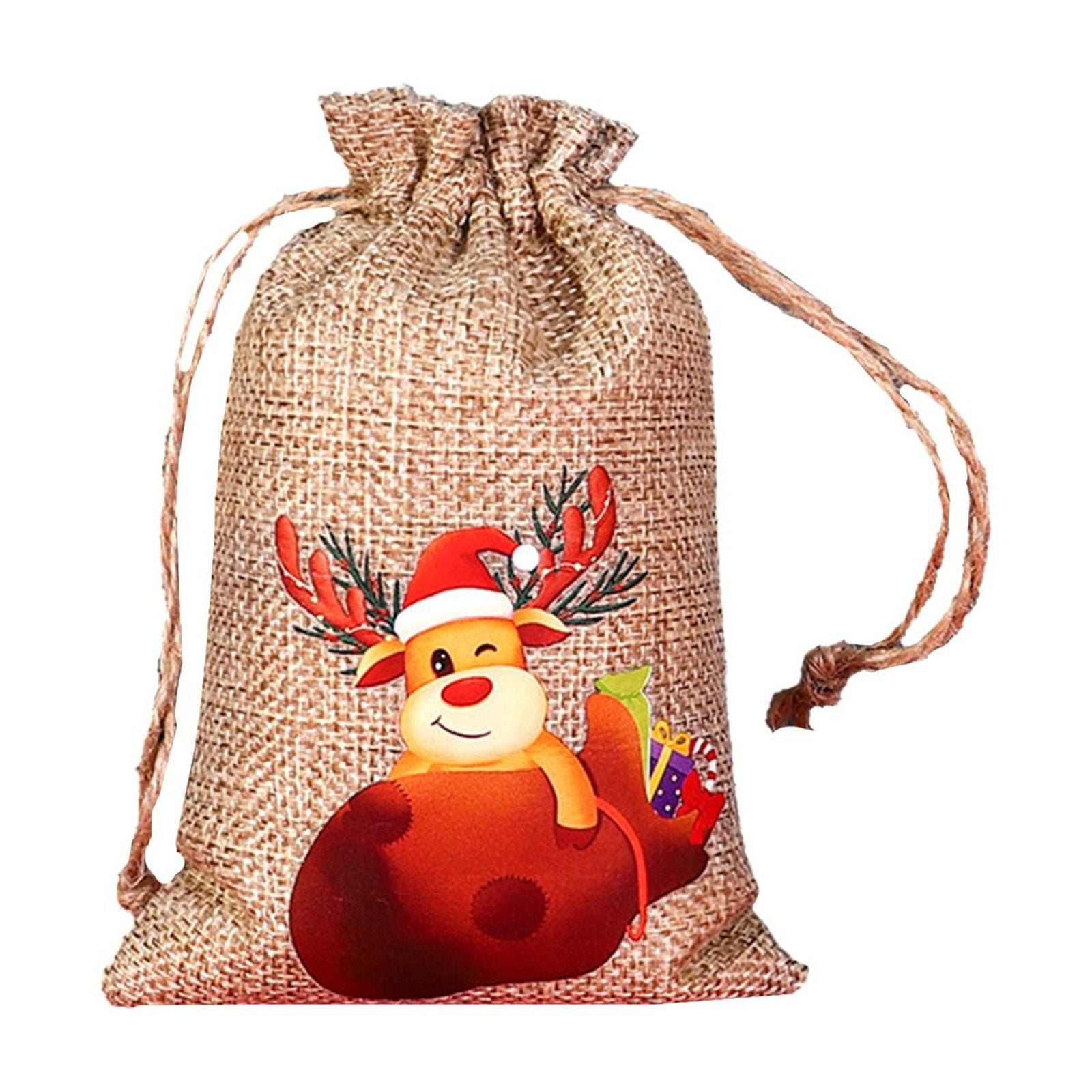 Clearance Items Christmas Burlap Bag Set Drawstring Advent Calendar