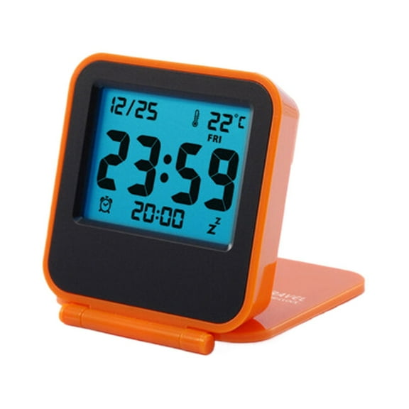 Clearance Items Compact Digital Travel Alarm Clock – Battery Operated Mini Folding Clock with Night Light, Temperature Display, Easy Set & Read, Snooze Function, Portable Pocket Size
