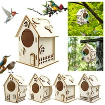 DIY Wooden Bird House for Kids, Outdoor Bird Feeder with Hanging Rope, Customizable Wooden Birdhouse Kit, Fun Craft Project for Children