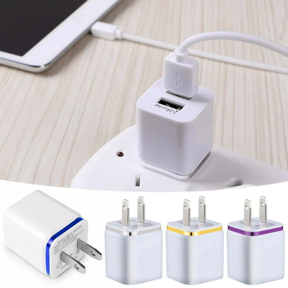 Double USB Wall Charger Plug – 2-Port USB Charging Box, Adapter for Cell Phones, Travel USB Charger, Wall Plug for Phones and Other Devices Charging