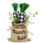 Clearance Items Easter Carrot Table Sign with Burlap Bag – Rustic Farmhouse Spring Decor – Perfect for Easter Tiered Tray Centerpiece, Birthday, Wedding Tabletop Decoration