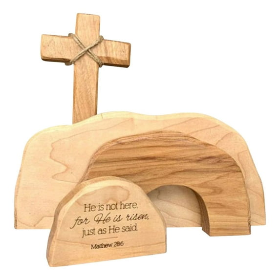 Clearance Items Easter Eggs Decorations, Empty Tomb Easter Scene, Wooden Easter Decoration for Indoor and Outdoor Spaces, Perfect for Spring Holiday and Easter Celebrations