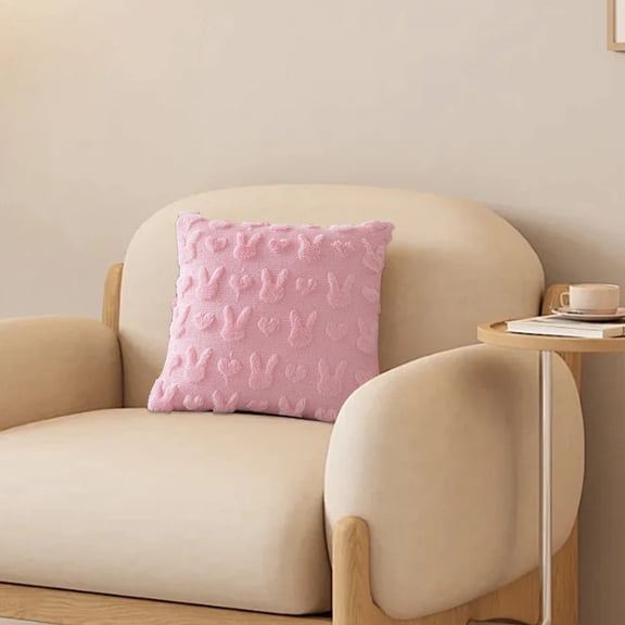 18" x 18" Bunny Easter Throw Pillows, Soft Plush Faux  Easter Pillow 18x18 Inch Easter Pillows Bunny Soft Plush Faux Pillow For Sofa Livingroom Couch Cushion Easter Decorations