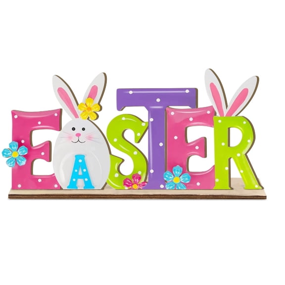 Clearance Items Easter Table Decorations, Spring Dinner Decor with Easter Scene, Wooden Easter Ornaments for Office and Natural Trinkets, Perfect for Holiday and Easter Table Settings