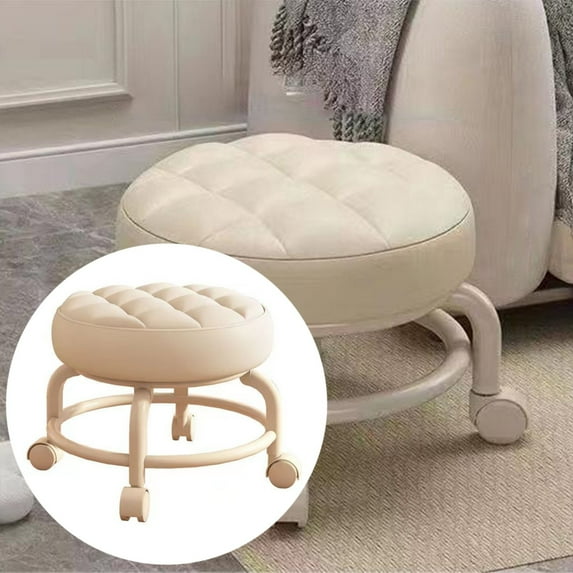 Clearance Items!Egooesam Mobile Low Rolling Stool With 360° Swivel Wheels Comfortable Heavy Duty Household Low Roller Seat Faux Leather Rolling Stool for Home Shop Black