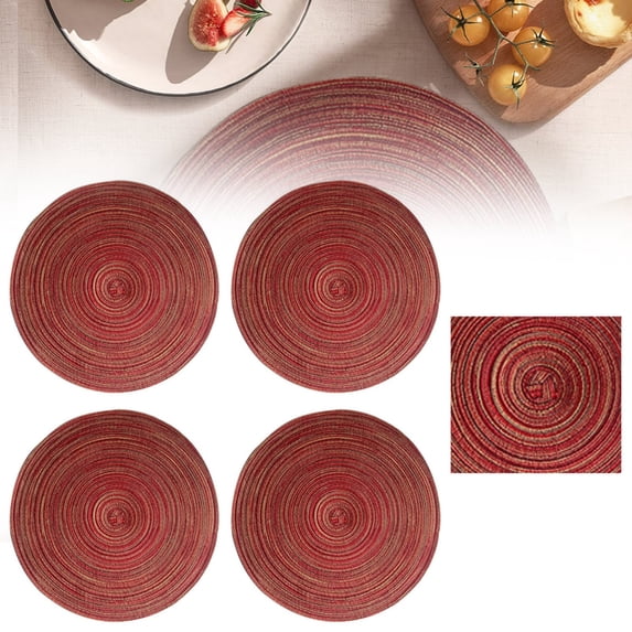 Clearance Items!Egooesam Round Braided Placemats Set of 4 Round Table Placemats, Braided Cotton Place Mats 15 Inch Cotton Washable for Kitchen Dining Table Holiday Party, Kitchen Essentials