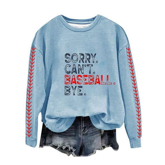 Clearance Items Graphic Sweatshirts for Women Women's Baseball Printed Crew Neck Multi Color Multi Size Crew Neck Hoodless Long Sleeve Sweatshirt