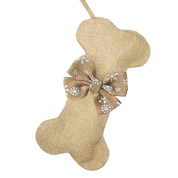 Clearance Items!Lssam Dog Christmas Stocking Large Bone Shape Pets Hanging Stockings Christmas Stocking Jute Dog Bone Fish Christmas Decoration Christmas Stocking Gift Bag