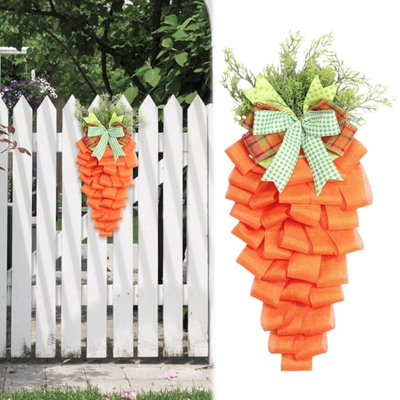 Clearance Items! Lssam Easter Carrot Wreath Rustic Farmhouse Table Centerpiece & Door Hanger Decor with Spring Floral Accents for Home Kitchen Easter Party