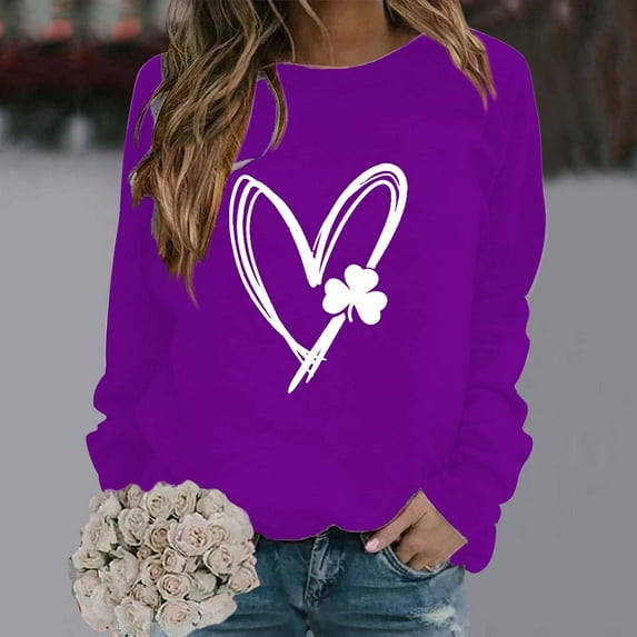 Clearance Items Oversized Sweatshirt for Women Women's Fashionable Round Neck Casual Floral Print Long Sleeve Top Sweatshirt