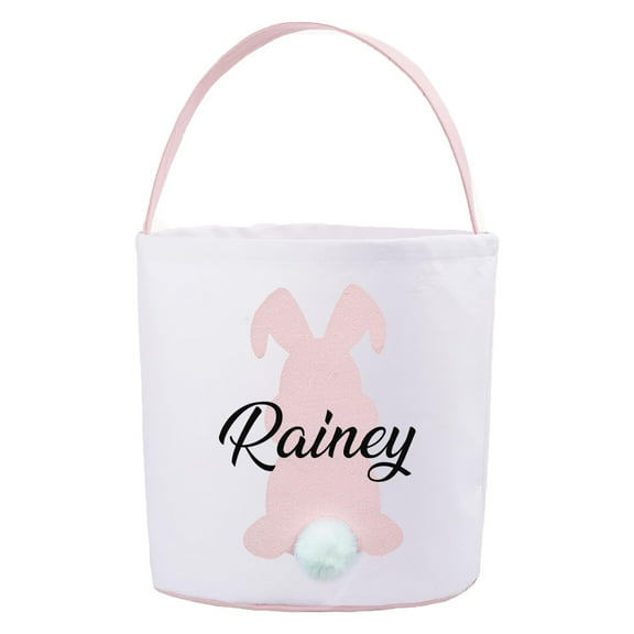 Clearance Items Personalized Easter Bunny Basket, Custom Name Easter Basket with Large Capacity, Thickened Bottom, Ideal for Easter Egg Hunts, Holiday Decorations, and Kids Gifts
