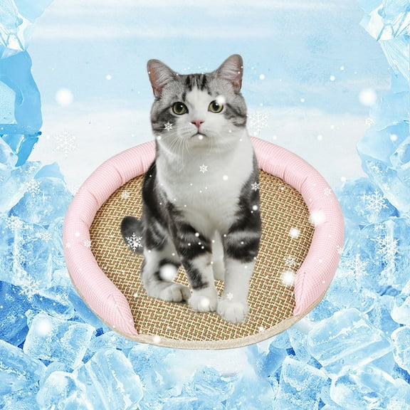 Pet Ice Mat Cooling Mat, 2025 New Pet Cooling Mat Summer Ice Silk Pets Coolings Mats for Cats Dogs, Portable Summer Pads Large Cool Mats with Anti Slip Bottom for Dog (Pink, 16x16in)