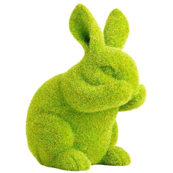 Clearance Items Resin Flocked Bunny Figurines, Artificial Green Easter Bunnies for Home Decor, Small Decorative Statues for Spring, Easter Table Centerpiece, Indoor and Outdoor Decoration