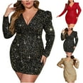thumbnail image 1 of Clearance Items! Rompers for Women,Vestido de mujer Women’s Oversized Evening Dress with Neck Sleeves, Sky Sequin Dress, Chic and Glamorous, Perfect for Formal Events, Galas, and Evening Wear, 1 of 4
