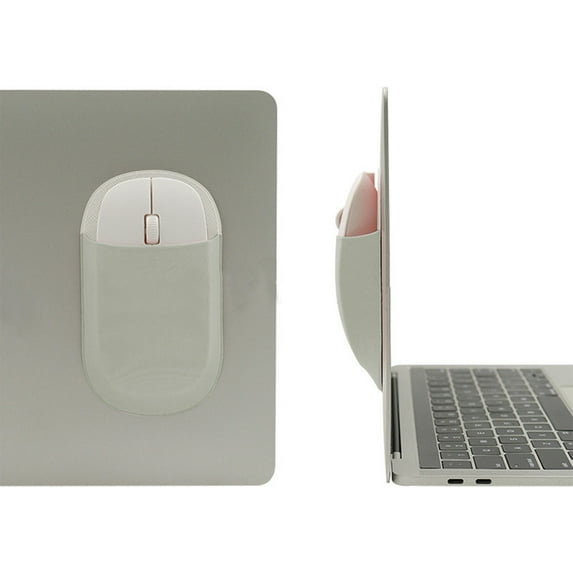 Slim Mouse Holder for Laptop, Universal Stick-On Mouse Pouches with Reusable Adhesive Mouse Pocket, Mouse Storage Bags for Computer Office Home, Grey
