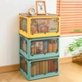 thumbnail image 1 of Storage Bins with Lids, Plastic Closet Organizer, 28L Stackable Toy Storage Box, Folding Storage Bins, Large Storage Container for Toys and Clothes, 1 of 6