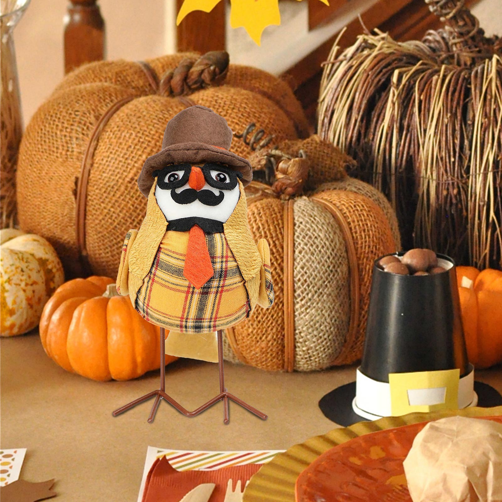 Clearance Items!TAKTUK Home Decor,Thanksgiving Fabric Bird Figurine