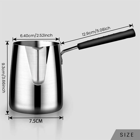 Clearance Items! Thickened 304 Stainless Steel Long Handle Coffee Cup Hot Milk Cup 350Ml, Hilingoto Stainless and Coffee Warmer Coffee Pot Melting Pot and Milk Pot with Spout (350Ml)(Hot Milk Cup*1)