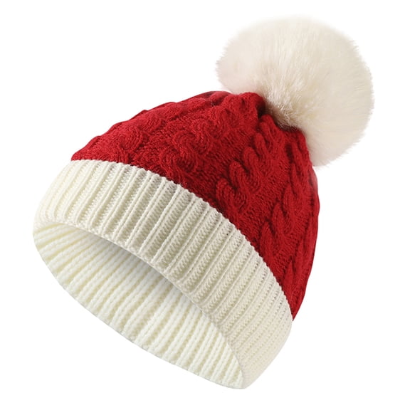 UHGANN Christmas Knitted Hat for Beanie Knit Santa Hat with Pom Pom for Boys Girls Infant