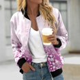 thumbnail image 1 of Clearance Items Women Shirts Women Trendy Casual Zip Up Floral Print Coat Outerwear Lightweight Long Sleeve Fall Workout Running Jacket, 1 of 5